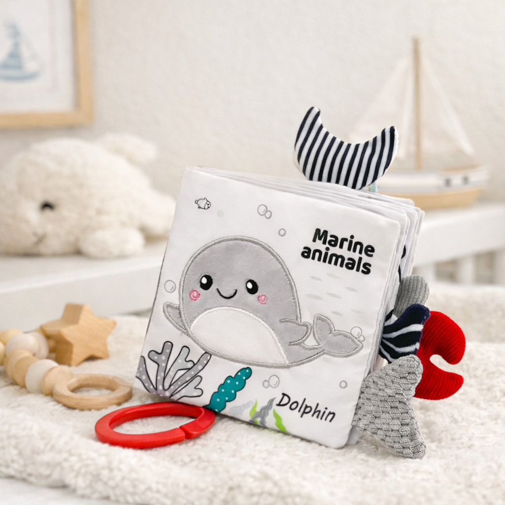 Black & White Baby Cloth Book – High Contrast Sensory Toy for Newborn Development