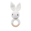 Crochet Bunny Rattle & Wooden Teether Toy BPA Free
